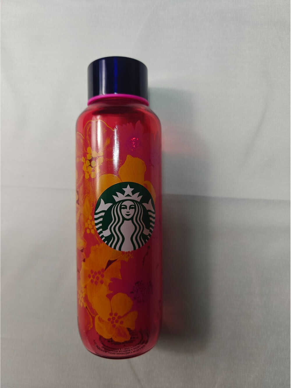 Starbucks 20 Oz. Red Orange Floral Glass Tumbler Flowers Water Bottle 2022